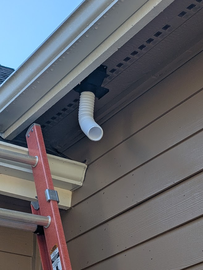 One-way bat valve exit tube installed under the eaves of a Ferndale home